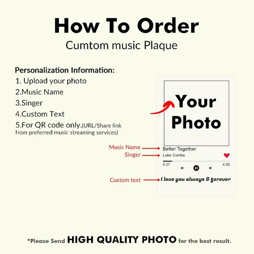 Vista 2 de Placa de música personalizada, cubierta de álbum de canción personalizada, marco de fotos personalizado, arte de vidrio, regalo de fotos, regalo