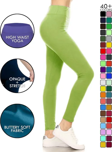 Vista 2 de Leggings Depot Leggings de cintura alta para mujer suaves como la mantequilla pretina de 3 pulgadas para yoga tallas regular plus 1X3X 3X5X