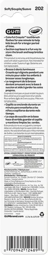 Vista 3 de GUM - 202RK Crayola Timer - Cepillo de dientes ligero (cepillo de dientes individual), cerdas suaves, el embalaje puede variar (paquete de 2)
