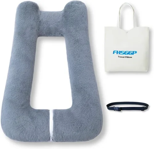 Vista 25 de FHSGGP Almohada de viaje Almohada de coche para niños La ayuda para dormir para adultos y niños en viajes por carretera Almohada de viaje para niños