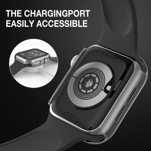 Vista 3 de Adepoy Paquete de 8 fundas con protector de pantalla de vidrio templado compatible con Apple Watch SE3 SE2 SE Series 6/5/4 de 1.575 pulgadas