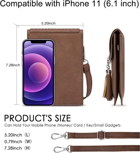 Vista 2 de seOSTO Womens Small Crossbody Bag For Woman, Tassel Wallet PurseGifts For Teenage Girls