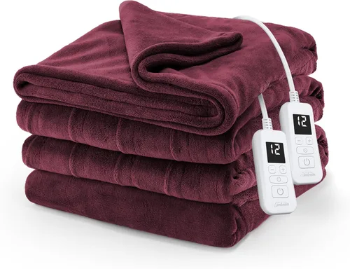 Vista 15 de Sunbeam Manta eléctrica de microfelpa calefactada Royal Luxe, 12 ajustes de calor, apagado automático de 12 horas, calentamiento rápido, cálida