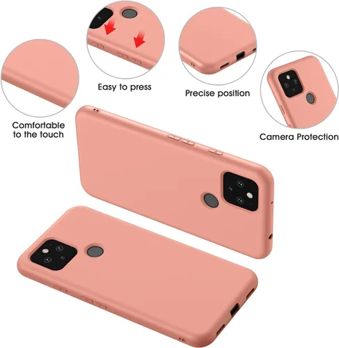 Vista 3 de Compatible con Google Pixel 5A, funda delgada de goma de gel de silicona (con forro de microfibra), diseño de cuerpo completo a prueba de golpes
