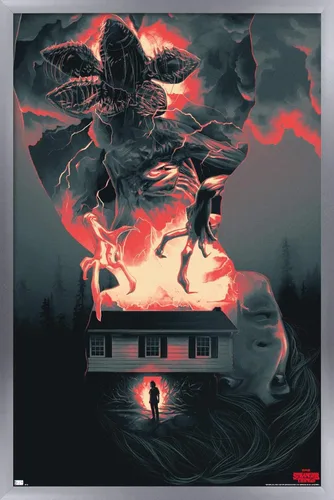 Vista 10 de Trends International Netflix Stranger Things - Póster de pared de siluetas, 22.4 pulgadas de largo x 14.7 pulgadas, versión enmarcada en madera