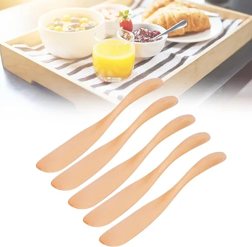 Vista 6 de Zerodis 5 cuchillos de mantequilla japoneses de madera para cocina casera con diseño de asa, adecuado para mantequilla, salsa de mostaza, mayonesa