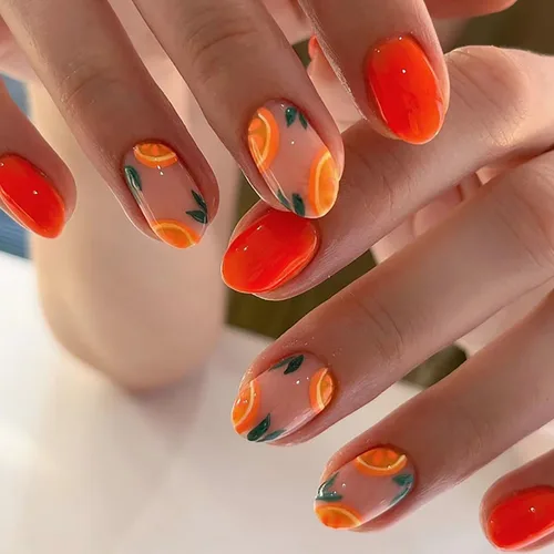 Vista 7 de Uñas postizas cortas cuadradas, acrílicas artificiales de color rosa rosa con diseño de lentejuelas coloridas, cobertura completa, reutilizables