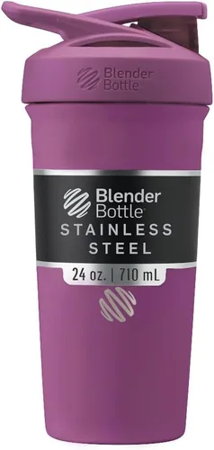 Vista 11 de BlenderBottle Strada Shaker Cup - Botella de agua aislada de acero inoxidable con batidor de alambre, 24 onzas, color negro