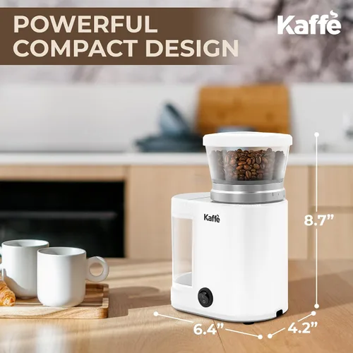 Vista 6 de Kaffe - Molinillo eléctrico de café con rebabas (5.5 onzas) con ajustes de grosor ajustables, rebabas planas, [nuevo motor mejorado], molinillo