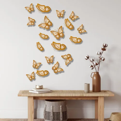 Vista 6 de 20 calcomanías de pared con mariposas 3D, calcomanías de papel de doble capa, calcomanías de mariposa extraíbles para decoración de salas de estar