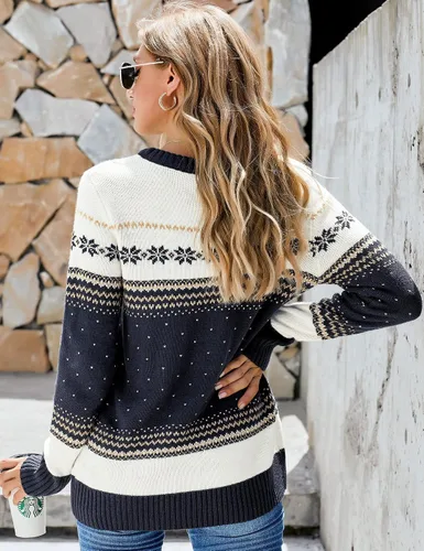 Vista 4 de LookbookStore Suéter de punto feo con diseño de reno y árbol de Navidad para mujer