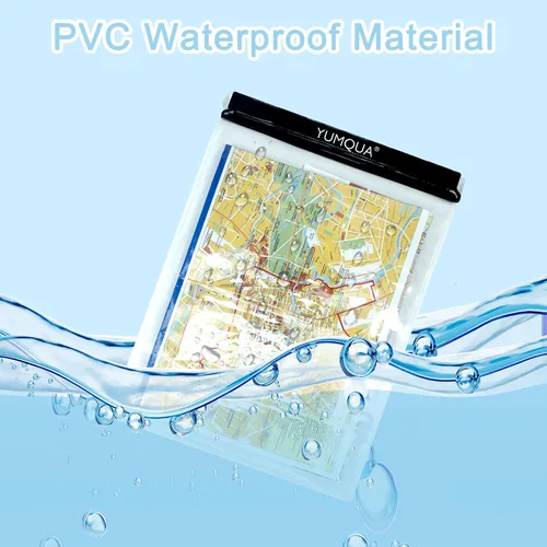 Vista 2 de YUMQUA Bolsas impermeables de gran tamaño, paquete de 3, soporte hermético transparente para documentos, mapa, cámara, teléfono celular, llave