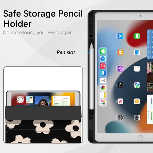 Vista 3 de Funda para iPad de 6ª/5ª generación de 9.7 pulgadas (2018/2017), iPad Air 2 y 1 (2014/2013), funda protectora con soporte para lápices, funda