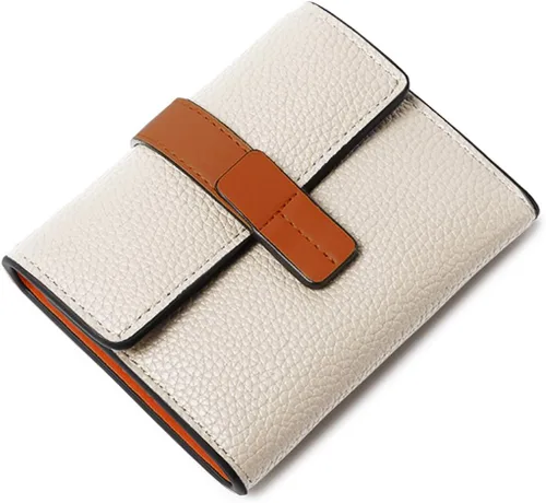 Vista 3 de AOXONEL Billetera pequeña de cuero para mujer, billetera Rfid para mujer, billetera triple plegable, compacta con ranuras para tarjetas y bolsillo