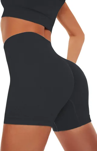 Vista 5 de JOYSPELS Conjuntos de entrenamiento para mujer, 2 piezas, sin costuras, acanalados, cintura alta, levantamiento de glúteos, con brasier deportivo