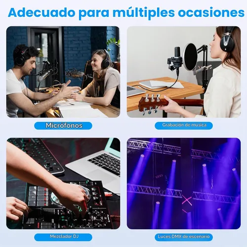 Vista 8 de Caiord Cables de micrófono XLR, 1 paquete de 3 pies de cobre sin oxígeno de 3 pines macho a hembra cable de micrófono para altavoz, sistema PA