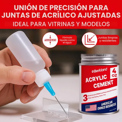 Vista 2 de Cemento acrílico de unión con botella aplicadora [4 onzas] - Pegamento transparente para plexiglás, láminas y plástico - Adhesivo de fijación