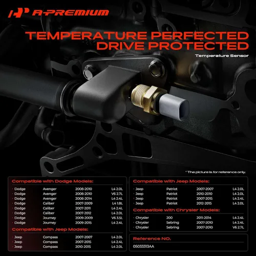 Vista 2 de Sensor de temperatura del refrigerante del motor A-Premium compatible con Chrysler y Dodge Para Chrysler 200 Sebring 2007-2010 Dodge Avenger