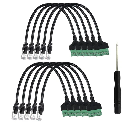 Vista 9 de 4 conectores hembra RJ45 a 8 pines de 1 pie de conector de terminal de tornillo, terminal de tornillo RJ45 8P8C para extensor Ethernet Cat6 Cat5 AV