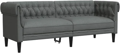 Vista 9 de vidaXL Sofá Chesterfield de 3 plazas, sofá tapizado con brazos enrollados, sofá Chesterfield, sofá para sala de estar, estilo moderno, tela marrón