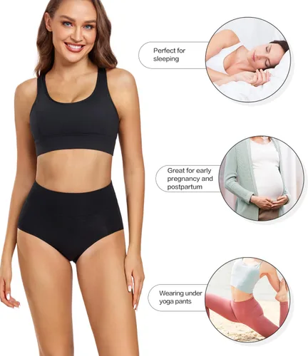 Vista 3 de wirarpa - Ropa interior para mujer, cintura alta y cobertura completa, paquete de 5unidades (tallas regular y extragrande)