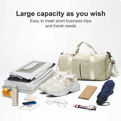 Vista 4 de ZGWJ Bolsa de viaje con relleno de hombro, impermeable, para mujeres y hombres, para natación, deportes, viajes, gimnasio, bolsa plegable