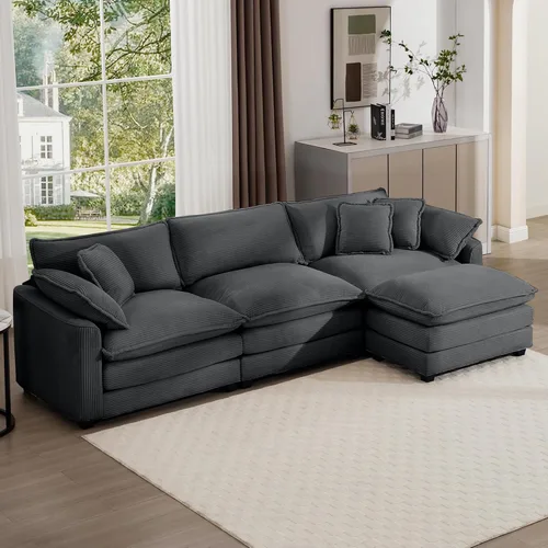 Vista 33 de Aoowow Sofá de dos plazas de pana, modernos sofás de nube de 2 plazas para sala de estar, sofás modulares de nube seccionales con asiento profundo