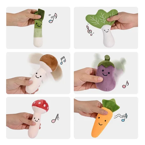 Vista 8 de Bebamour Montessori - Juego de zanahoria de peluche de algodón suave, juego sensorial (zanahoria)
