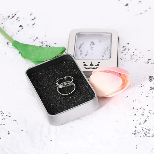 Vista 7 de I Love You His & Hers Anillos de Boda a Juego Ajustables CZ S925 de Plata de Ley Anillos para Pareja Customizable