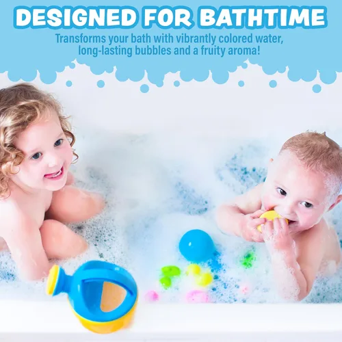 Vista 2 de Tub Works® Magical Kids Baño de Burbujas, paquete variado de 12 unidades, crea agua colorida y toneladas de burbujas de baño, no tóxico, baño