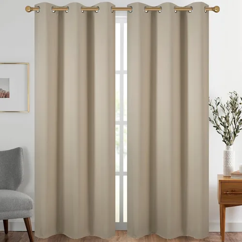 Vista 110 de Diraysid Cortinas opacas beige con ojales para dormitorio, con aislamiento térmico, cortinas de oscurecimiento de habitación, 38 x 54 pulgadas, 2