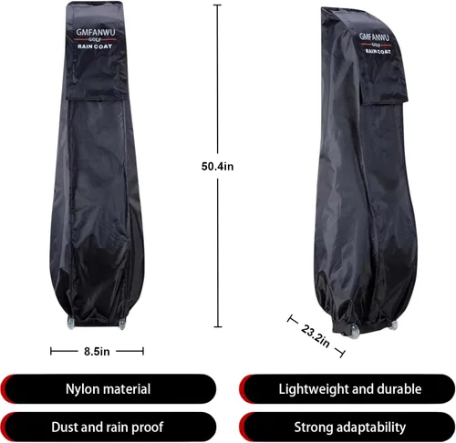 Vista 2 de Funda de lluvia para bolsa de golf, duradera, a prueba de polvo, equipo impermeable para viajes, bolsa de golf, capucha de lluvia de 50.4 pulgadas
