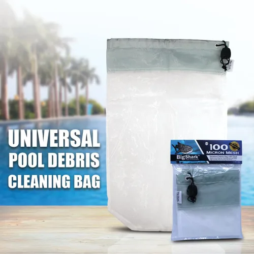 Vista 5 de Bolsa de nailon de repuesto para limpieza de desechos de piscina, 15 x 24.5 pulgadas, limpiador de piscinas de hojas de 100 micrones, bolsa de malla