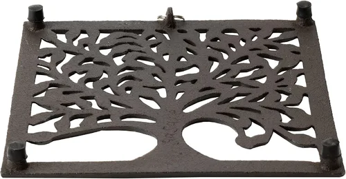 Vista 3 de GASARÉ, Salvamanteles de hierro fundido para platos calientes, ollas y sartenes, salvamanteles de metal, diseño de árbol genealógico, tapas de patas