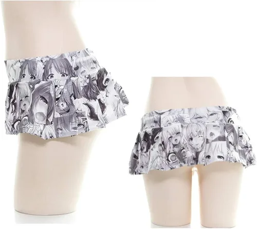 Vista 2 de Lichma - Falda plisada para mujer, sexy, para colegiales, japonesa, con estampado anime, ropa de dormir