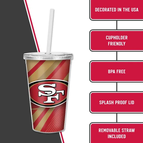 Vista 6 de Vaso transparente de fútbol NFL de 16 onzas con popote para fanáticos de la NFL