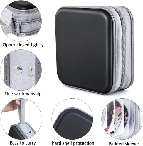Vista 2 de Estuche para CD/DVD, 48 Capacidad, Negro, Plástico, Portátil, Ligero