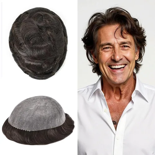 Vista 46 de Extensiones de pelo tipo tupé para hombre, sistema de reemplazo de cabello humano virgen 100% europeo, piel fina y duradera, inyección