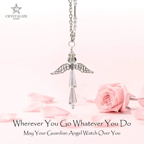 Vista 7 de Colgante de Ángel Guardián para Coche - Ángel de Cristal para Protección, Felicidad, Fe y Amor - Adorno Colgante de Cristal - Regalo Ideal