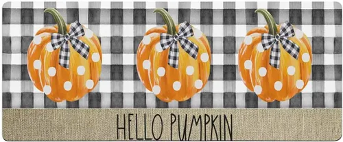Vista 7 de Tapete de baño con diseño de calabaza a cuadros para bañera, antideslizante, de secado rápido y absorbente, con tierra de diatomeas, para fregadero