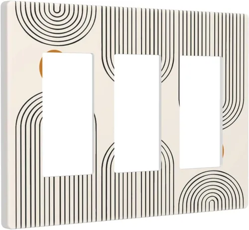 Vista 127 de Placa de Interruptor de Luz de Palanca Única Abstracta en Negro, Blanco y Gris, Cubierta de Tomacorriente, Placa de Pared Decorativa de Un