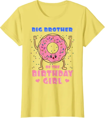 Vista 42 de Big Brother Of The Birthday Girl Donut Bday Party Bro Sib Camiseta, Negro, S