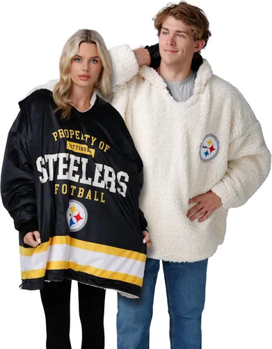 Vista 21 de FOCO Nfl Team Logo Reversible Oversized Sherpa Hoodie Sweatshirt Hoodeez