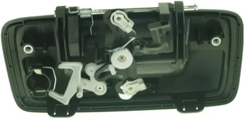 Vista 2 de Manija para puerta trasera Chevy Silverado 1500 2016 2017 2018 Exterior Negro texturizado con orificio para llave con orificio de leva