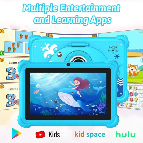 Vista 5 de Tablet infantil de 7 pulgadas para niños pequeños, Android 12, 4 GB de RAM, 32 GB de ROM, WiFi, Bluetooth, pantalla IPS de protección ocular segura