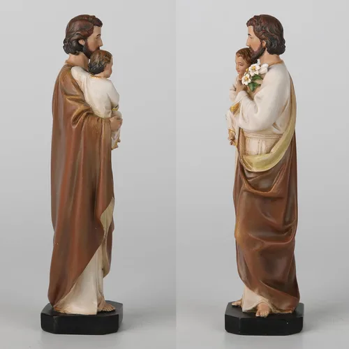 Vista 6 de BC - Estatua católica de San José y el Niño Jesús, 6 pulgadas de alto, pintada a mano, figura católica con detalles finos, patrón de la familia