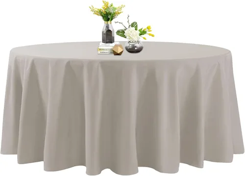 Vista 86 de Mantel de poliéster lavable de 132 pulgadas, resistente a las manchas y a las arrugas, mantel decorativo para mesa de comedor, fiestas de bufé