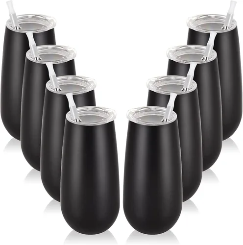 Vista 26 de Paquete de 2 vasos de champán sin tallo, vaso de flauta aislado de 6 onzas, vasos irrompibles de doble aislamiento para amigos, cumpleaños, Navidad