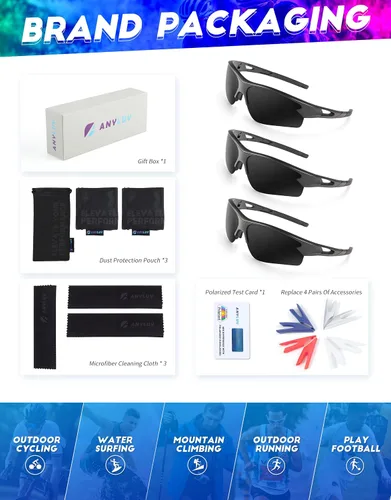 Vista 7 de ANYLUV Gafas de sol deportivas para hombres y mujeres, gafas de sol polarizadas ligeras mejoradas para hombre, protección UV para exteriores