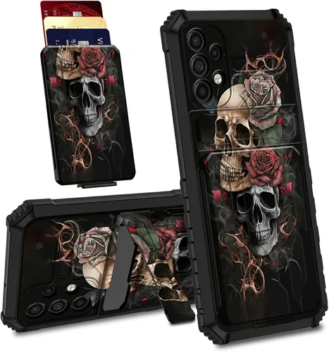 Vista 14 de Funda para Samsung Galaxy A53 5G con ranura desmontable para tarjetero, función atril, doble capa, resistente, a prueba de golpes, funda oculta